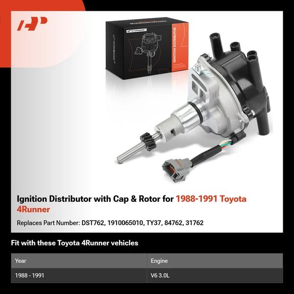 Ignition Distributor with Cap & Rotor for 1988-1991 Toyota 4Runner