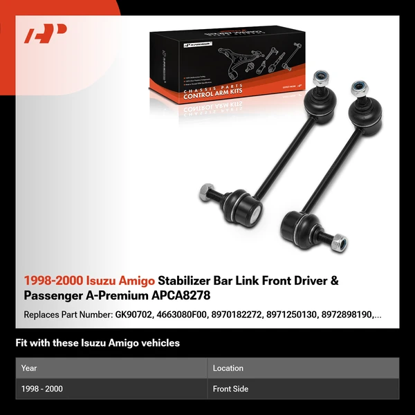 1998-2000 Isuzu Amigo Stabilizer Bar Link Front Driver & Passenger A-Premium APCA8278