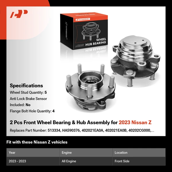 2 Pcs Front Wheel Bearing & Hub Assembly for 2023 Nissan Z