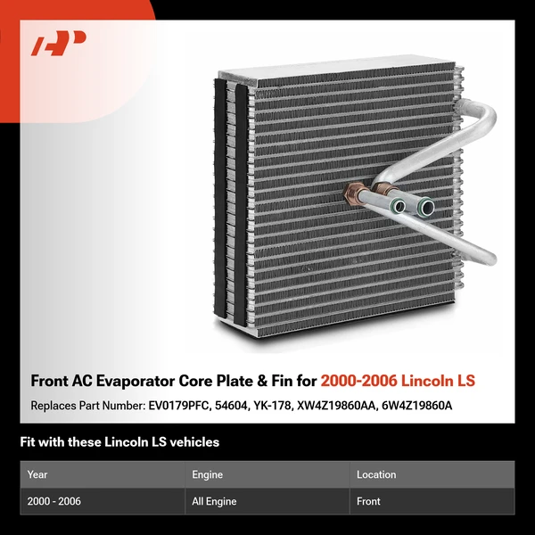 Front AC Evaporator Core Plate & Fin for 2000-2006 Lincoln LS