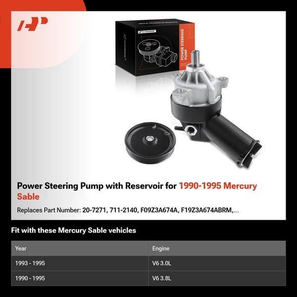 Power Steering Pump with Reservoir for 1990-1995 Mercury Sable