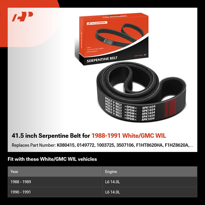 41.5 inch Serpentine Belt for 1988-1991 White/GMC WIL