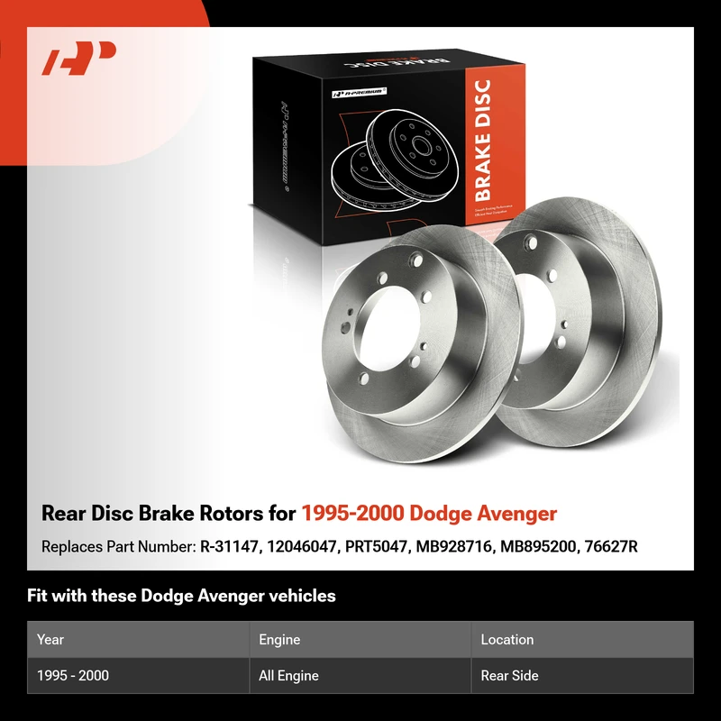 Rear Disc Brake Rotors for 1995-2000 Dodge Avenger