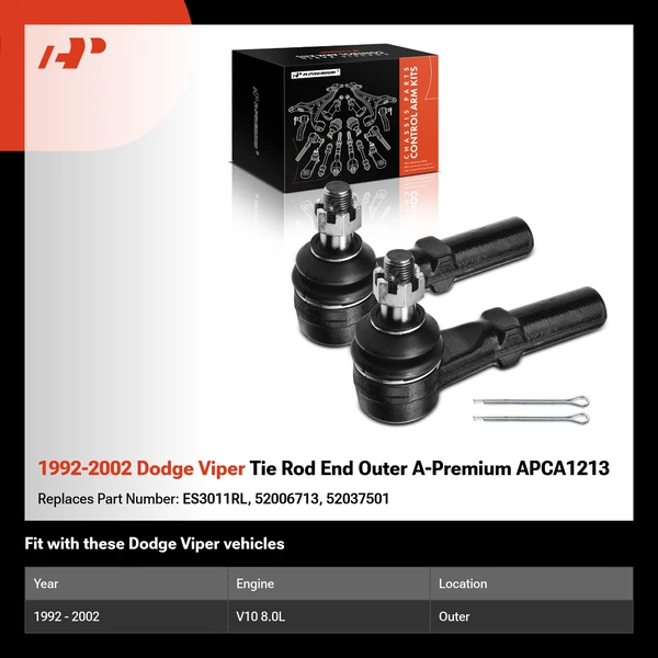 1992-2002 Dodge Viper Tie Rod End Outer A-Premium APCA1213