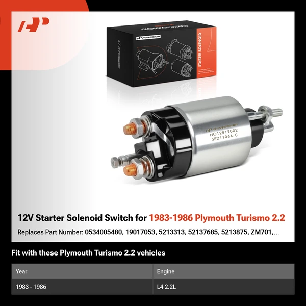 12V Starter Solenoid Switch for 1983-1986 Plymouth Turismo 2.2