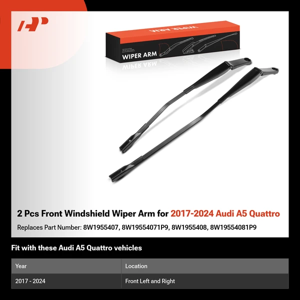 2 Pcs Front Windshield Wiper Arm for 2017-2024 Audi A5 Quattro