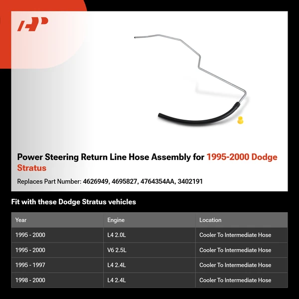 Power Steering Return Line Hose Assembly for 1995-2000 Dodge Stratus