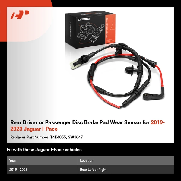 Rear Driver or Passenger Disc Brake Pad Wear Sensor for 2019-2023 Jaguar I-Pace