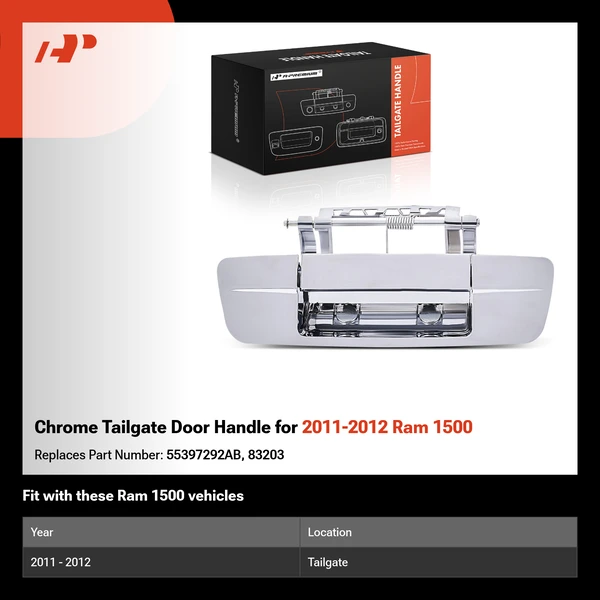 Chrome Tailgate Door Handle for 2011-2012 Ram 1500