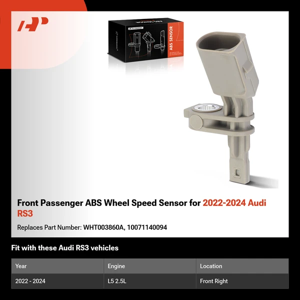 Front Passenger ABS Wheel Speed Sensor for 2022-2024 Audi RS3