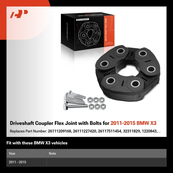 Driveshaft Coupler Flex Joint with Bolts for 2011-2015 BMW X3