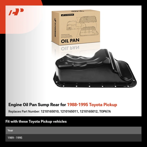 Engine Oil Pan Sump Rear for 1988-1995 Toyota Pickup