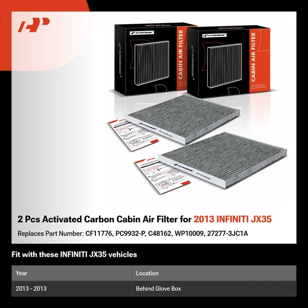 2 Pcs Activated Carbon Cabin Air Filter for 2013 INFINITI JX35