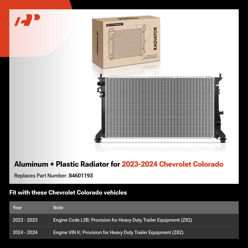 Aluminum + Plastic Radiator for 2023-2024 Chevrolet Colorado