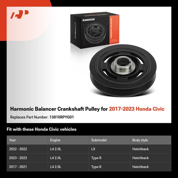 Harmonic Balancer Crankshaft Pulley for 2017-2023 Honda Civic