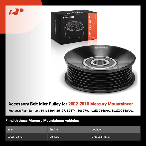Accessory Belt Idler Pulley for 2002-2010 Mercury Mountaineer