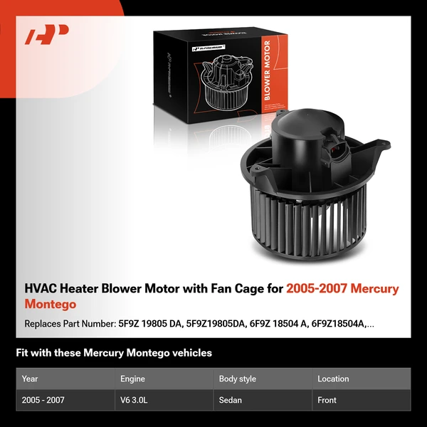 HVAC Heater Blower Motor with Fan Cage for 2005-2007 Mercury Montego