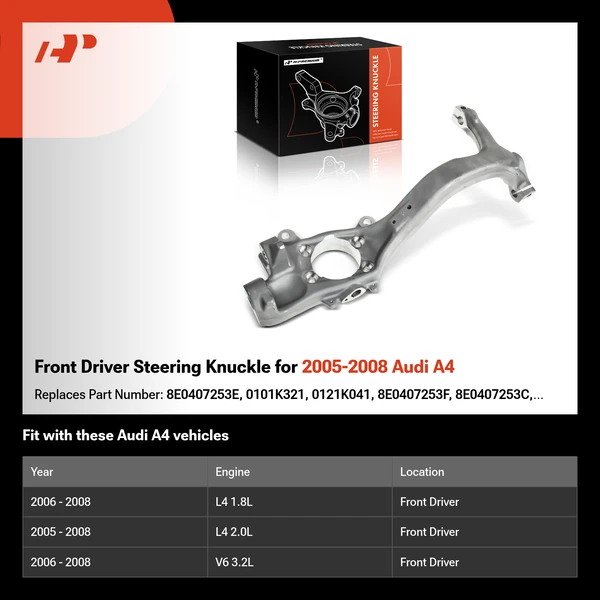 Front Driver Steering Knuckle for 2005-2008 Audi A4