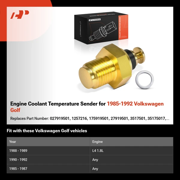 Engine Coolant Temperature Sender for 1985-1992 Volkswagen Golf