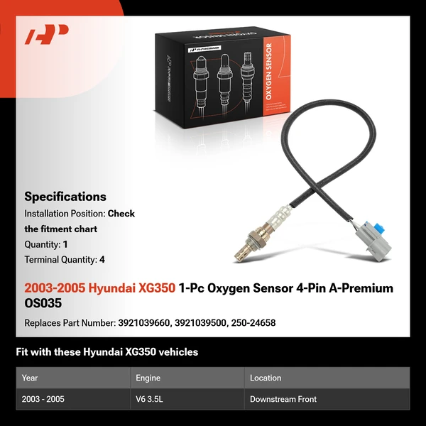 2003-2005 Hyundai XG350 1-Pc Oxygen Sensor 4-Pin A-Premium OS035