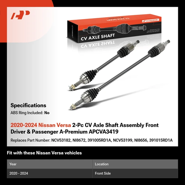 2020-2024 Nissan Versa 2-Pc CV Axle Shaft Assembly Front Driver & Passenger A-Premium APCVA3419