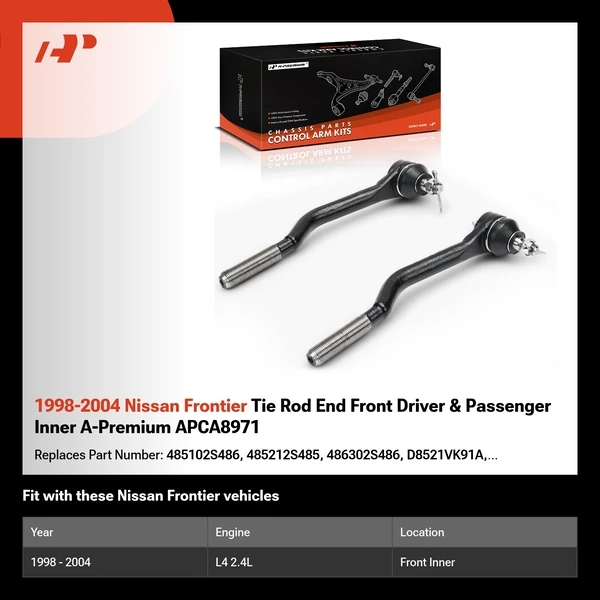 1998-2004 Nissan Frontier Tie Rod End Front Driver & Passenger Inner A-Premium APCA8971