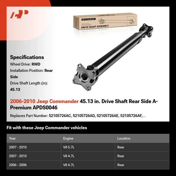 2006-2010 Jeep Commander 45.13 in. Drive Shaft Rear Side A-Premium APDS0046