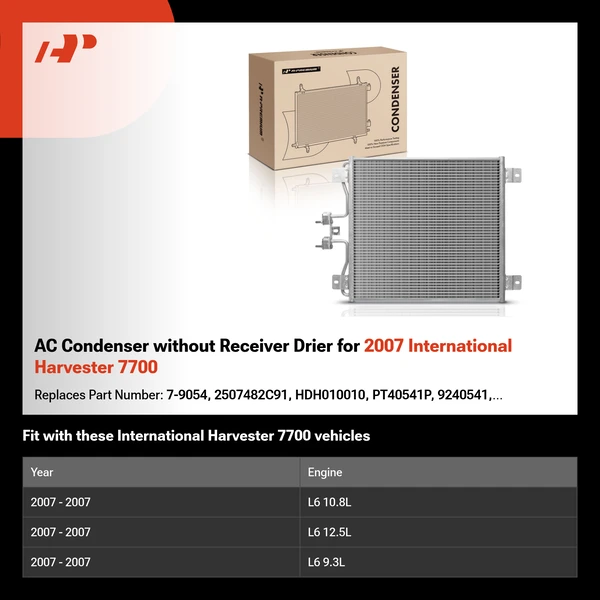 AC Condenser without Receiver Drier for 2007 International Harvester 7700