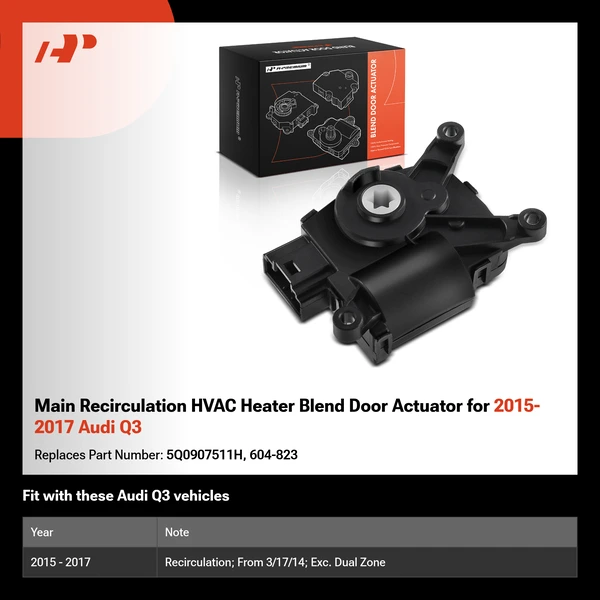 Main Recirculation HVAC Heater Blend Door Actuator for 2015-2017 Audi Q3