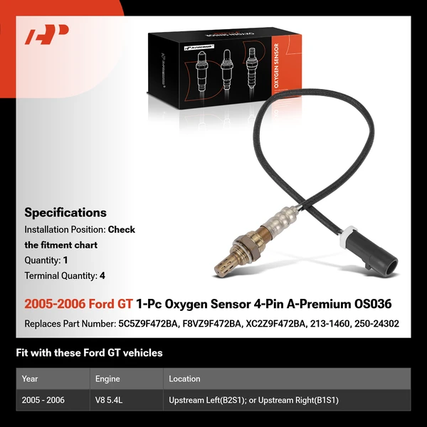 2005-2006 Ford GT 1-Pc Oxygen Sensor 4-Pin A-Premium OS036