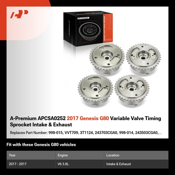 A-Premium APCSA0252 2017 Genesis G80 Variable Valve Timing Sprocket Intake & Exhaust