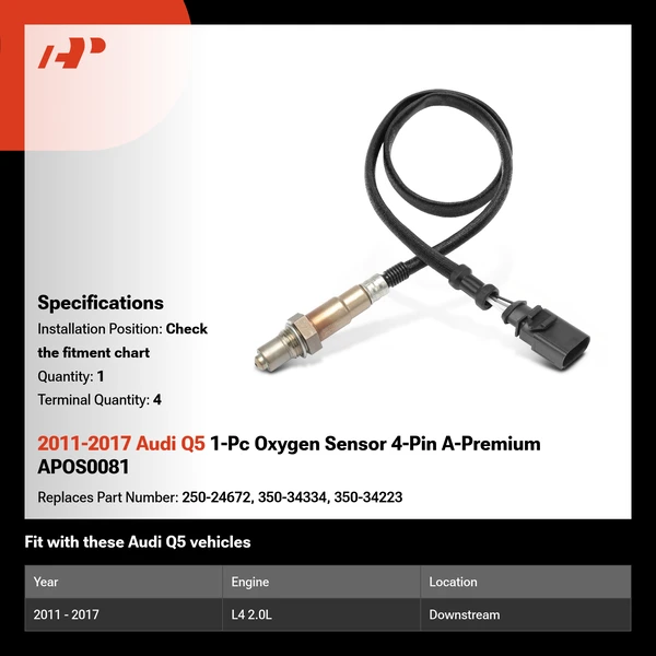 2011-2017 Audi Q5 1-Pc Oxygen Sensor 4-Pin A-Premium APOS0081