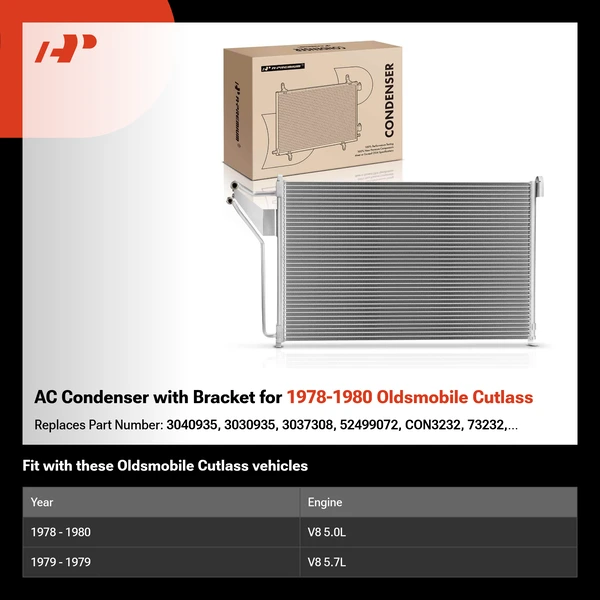 AC Condenser with Bracket for 1978-1980 Oldsmobile Cutlass