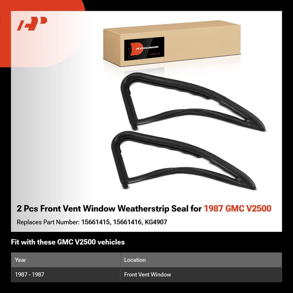 2 Pcs Front Vent Window Weatherstrip Seal for 1987 GMC V2500