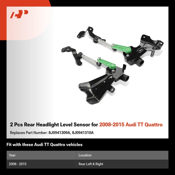 2 Pcs Rear Headlight Level Sensor for 2008-2015 Audi TT Quattro