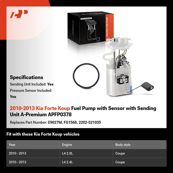 2010-2013 Kia Forte Koup Fuel Pump with Sensor with Sending Unit A-Premium APFP0378