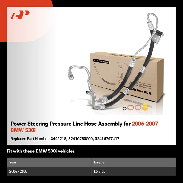 Power Steering Pressure Line Hose Assembly for 2006-2007 BMW 530i