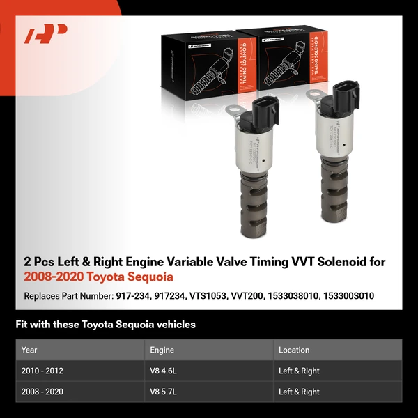 2 Pcs Left & Right Engine Variable Valve Timing VVT Solenoid for 2008-2020 Toyota Sequoia