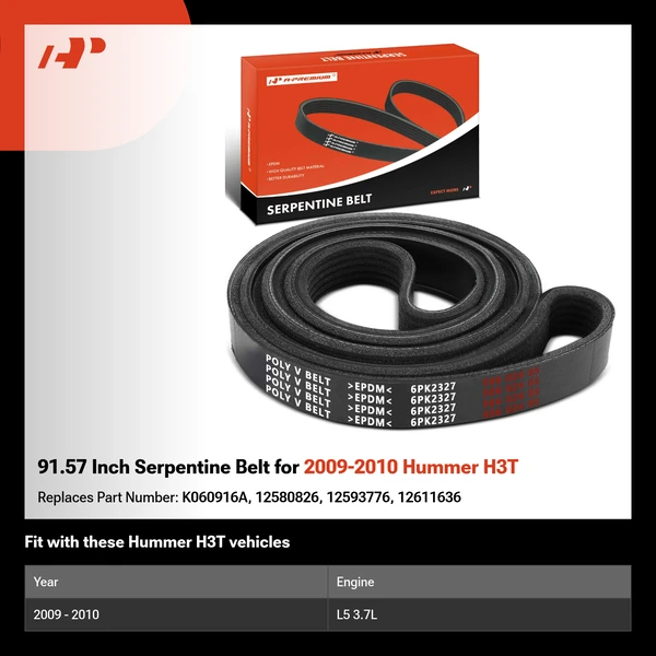 91.57 Inch Serpentine Belt for 2009-2010 Hummer H3T