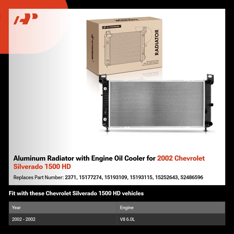 Aluminum Radiator with Engine Oil Cooler for 2002 Chevrolet Silverado 1500 HD