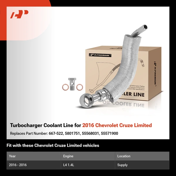 Turbocharger Coolant Line for 2016 Chevrolet Cruze Limited