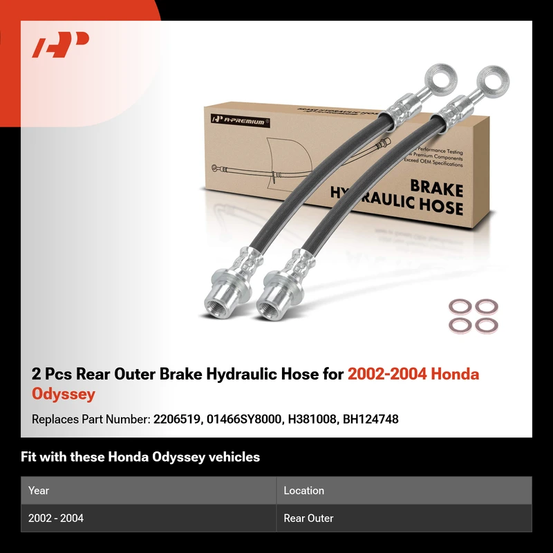 2 Pcs Rear Outer Brake Hydraulic Hose for 2002-2004 Honda Odyssey