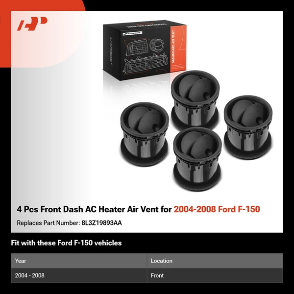 4 Pcs Front Dash AC Heater Air Vent for 2004-2008 Ford F-150
