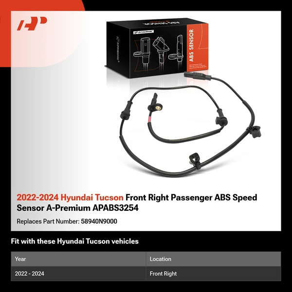 2022-2024 Hyundai Tucson Front Right Passenger ABS Speed Sensor A-Premium APABS3254