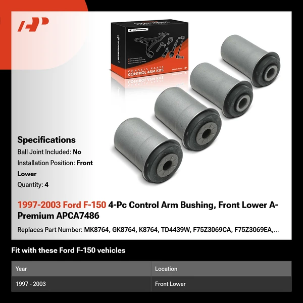1997-2003 Ford F-150 4-Pc Control Arm Bushing, Front Lower A-Premium APCA7486