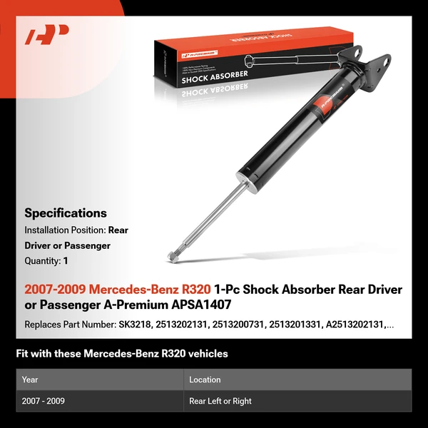 2007-2009 Mercedes-Benz R320 1-Pc Shock Absorber Rear Driver or Passenger A-Premium APSA1407