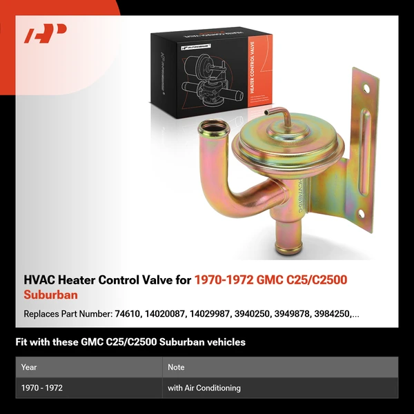 HVAC Heater Control Valve for 1970-1972 GMC C25/C2500 Suburban