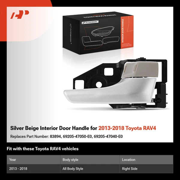 Silver Beige Interior Door Handle for 2013-2018 Toyota RAV4