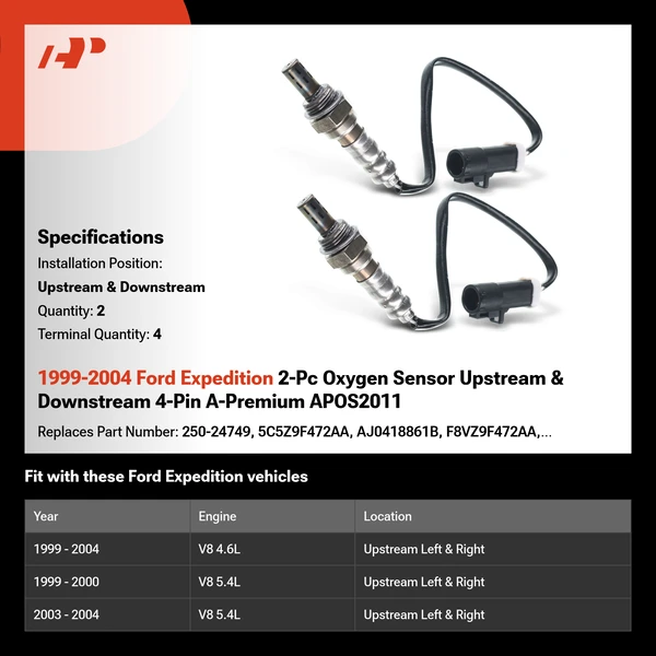 1999-2004 Ford Expedition 2-Pc Oxygen Sensor Upstream & Downstream 4-Pin A-Premium APOS2011