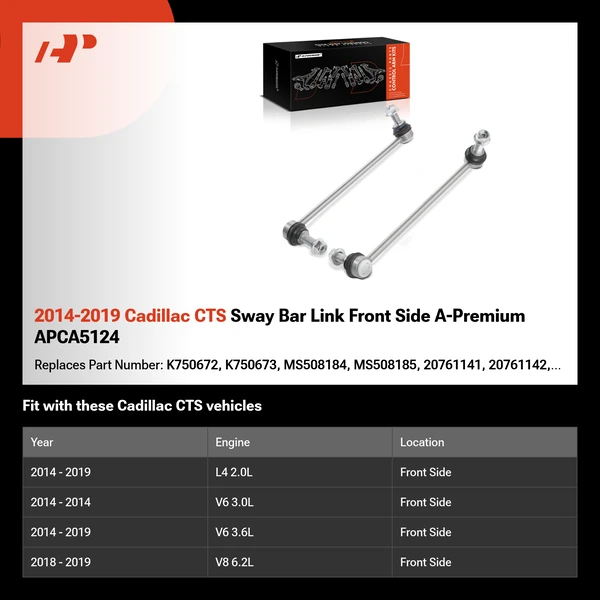 2014-2019 Cadillac CTS Sway Bar Link Front Side A-Premium APCA5124
